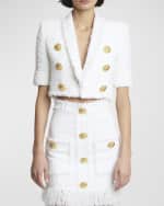 Image 3 of 7: Balmain Spencer Tweed 6-Button Short-Sleeve Jacket