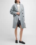 Image 5 of 6: Brunello Cucinelli Feather-Trim Wool-Cashmere Flannel Mini Skirt