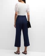 Image 4 of 6: Elie Tahari The Arabella Ribbed Lace-Sleeve Sweater