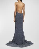 Image 3 of 6: Givenchy Polka-Dot Silk Open-Back Gown