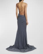 Image 4 of 6: Givenchy Polka-Dot Silk Open-Back Gown