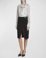 Image 5 of 6: Givenchy Wool Pencil Skirt with 4G Buckle Detail