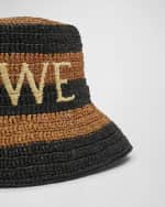 Image 2 of 2: Loewe Striped Logo Raffia Bucket Hat
