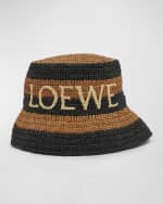 Image 1 of 2: Loewe Striped Logo Raffia Bucket Hat