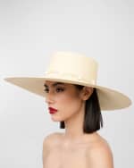 Image 2 of 2: Sensi Studio Cordovan Straw Large Brim Hat With Shells