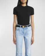 Image 2 of 2: Balmain Signature Leather Belt With Geometric Buckle