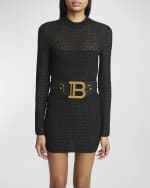 Image 2 of 2: Balmain Monogram Wide Leather B-Belt