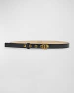 Image 1 of 2: Balmain PB Monogram Patent Leather Skinny Belt