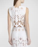 Image 5 of 7: Dolce&Gabbana Cutout Embroidered Cotton Popeline Crop Blouse