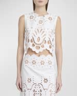 Image 3 of 7: Dolce&Gabbana Cutout Embroidered Cotton Popeline Crop Blouse