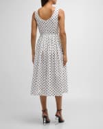 Image 4 of 6: Dolce&Gabbana Logo Polka-Dot Print Sleeveless Midi Dress