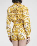 Image 5 of 7: Dolce&Gabbana Maiolica Brocade Print Cropped Button-Front Shirt
