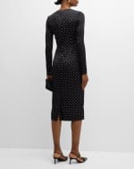 Image 4 of 6: Dolce&Gabbana Polka-Dot Silk Charmeuse Long-Sleeve Midi Tubino Dress
