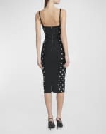 Image 4 of 6: Dolce&Gabbana Marquisette Polka-Dot Midi Dress with Corsetry Construction