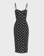 Image 1 of 6: Dolce&Gabbana Marquisette Polka-Dot Midi Dress with Corsetry Construction