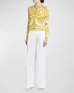 Image 5 of 7: Dolce&Gabbana Brocade Print Knit Button-Front Sweater