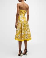 Image 3 of 6: Dolce&Gabbana Maiolica-Print Silk Twill Strapless Scarf Midi Dress