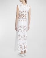 Image 3 of 6: Dolce&Gabbana Cutout Embroidered Cotton Poplin Maxi Skirt