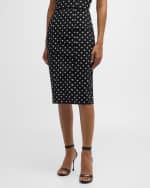 Image 2 of 6: Dolce&Gabbana Logo Polka-Dot Print Marquisette Midi Pencil Skirt