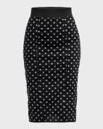 Image 1 of 6: Dolce&Gabbana Logo Polka-Dot Print Marquisette Midi Pencil Skirt
