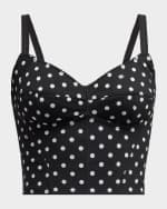 Image 1 of 6: Dolce&Gabbana Logo Polka-Dot Print Marquisette Bustier Top