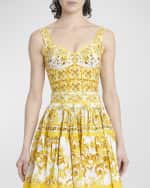 Image 3 of 7: Dolce&Gabbana Cotton Popeline Brocade Print Corset Top