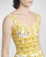 Image 6 of 7: Dolce&Gabbana Cotton Popeline Brocade Print Corset Top