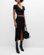 Image 5 of 6: Iro Eloan Faux-Wrap Knit Crop Top