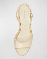 Image 4 of 4: Tory Burch Leather Raffia Ankle-Strap Wedge Espadrilles