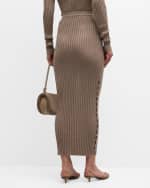 Image 4 of 6: Adam Lippes Logan Cashmere-Silk Rib Button Maxi Skirt