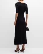 Image 3 of 6: Adam Lippes Arden Eyelash Pointelle Knit Elbow-Sleeve Midi Dress