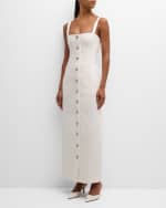 Image 2 of 6: Adam Lippes Camille Button-Front Sleeveless Denim Maxi Dress