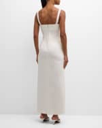 Image 4 of 6: Adam Lippes Camille Button-Front Sleeveless Denim Maxi Dress