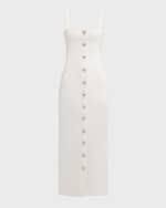 Image 1 of 6: Adam Lippes Camille Button-Front Sleeveless Denim Maxi Dress