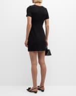 Image 3 of 6: Adam Lippes Flynn Crystal-Button Wool Crepe Mini Dress