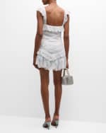 Image 3 of 6: LoveShackFancy Bensley Ruffled Cotton Lace Mini Dress