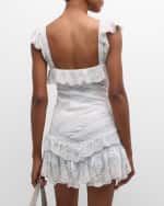 Image 4 of 6: LoveShackFancy Bensley Ruffled Cotton Lace Mini Dress