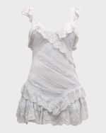 Image 1 of 6: LoveShackFancy Bensley Ruffled Cotton Lace Mini Dress