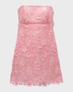 Image 1 of 5: LoveShackFancy Paulinette Iridescent Sequin Strapless Mini Dress