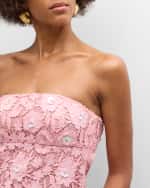 Image 5 of 5: LoveShackFancy Paulinette Iridescent Sequin Strapless Mini Dress