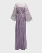 Image 1 of 6: Jenny Packham Rhapsody Sequin Embellished Gown with Illusion Neckline