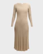 Image 1 of 6: Eleventy Pointelle Ribbed-Knit Midi Dress