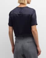 Image 5 of 6: Eleventy Crewneck Silk Shirt