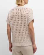 Image 5 of 6: Eleventy Open-Knit Sequin Sweater