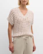 Image 3 of 6: Eleventy Open-Knit Sequin Sweater