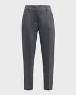 Image 1 of 5: Eleventy Striped Virgin Wool Slim Pants