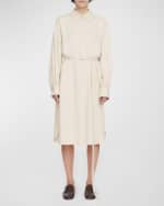 Image 1 of 4: Joseph Floreal Belted Viscose Twill Midi Shirtdress