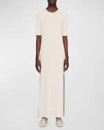 Image 5 of 6: Joseph Elbow-Sleeve Grid Knit Maxi Dress