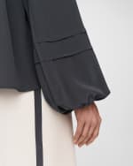 Image 3 of 4: Joseph Havre Ruched Raglan-Sleeve Silk Blouse
