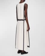 Image 3 of 5: Joseph Muguet Contrast-Trim Silk Crepe Midi Dress
